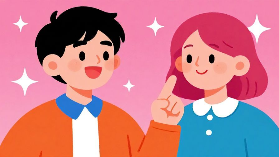 Illustration%20of%20a%20person%20pointing%20at%20a%20friend%20with%20a%20big%20smile%20and%20sparkling%20background%2C%20vibrant%20colors%2C%20illustrated%20style