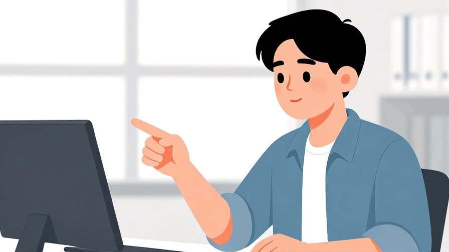 Illustration%20of%20a%20person%20pointing%20gently%20to%20an%20object%20while calmly speaking%2C%20office%20background%2C%20illustrated%20style