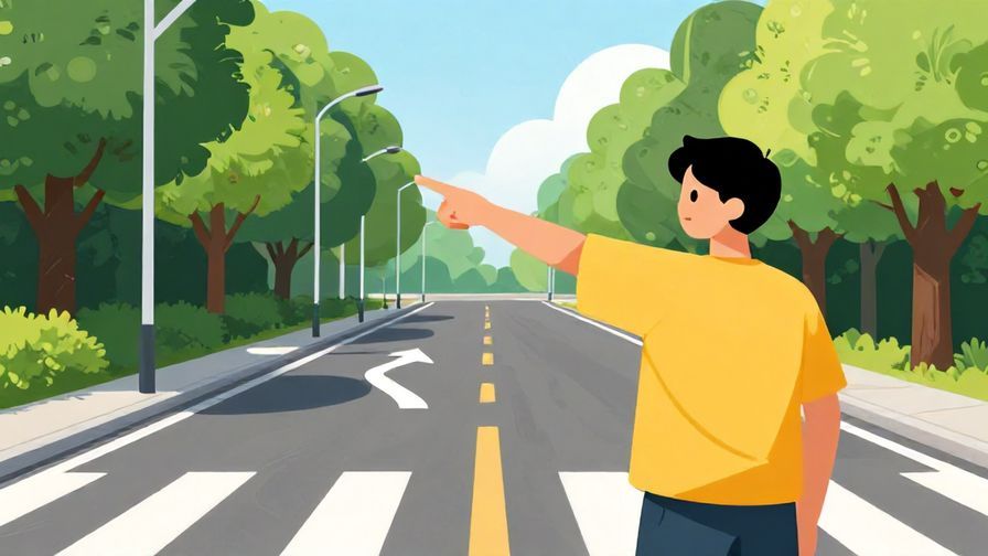 Illustration%20of%20a%20person%20pointing%20left%20at%20a%20fork%20in%20the%20road%2C%20bright%20colors%2C%20detailed%20background%20with%20trees%20and%20streetlights%2C%20illustrated%20style