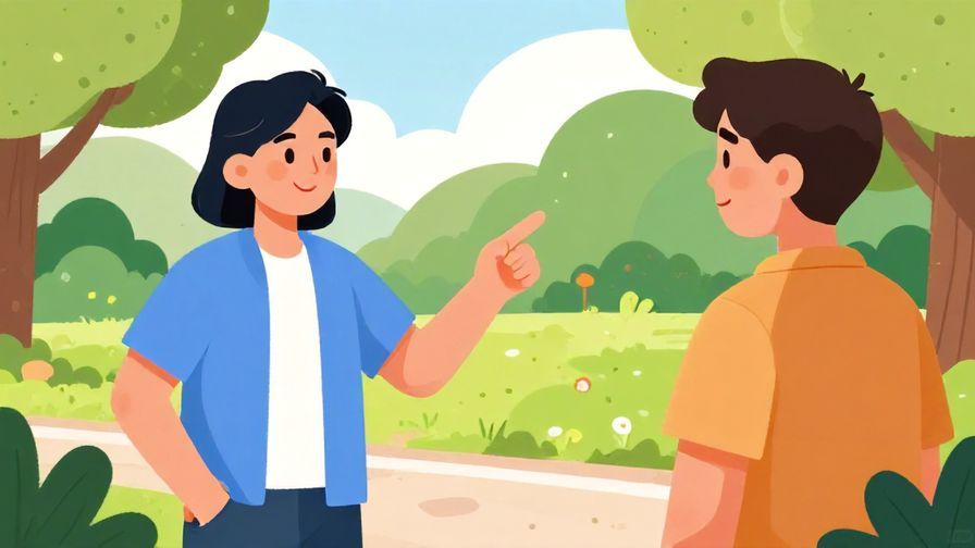Illustration%20of%20a%20person%20pointing%20to%20their%20location%20while%20asking%20someone%20with%20a%20curious%20smile%20in%20a%20park%20setting%2C%20bright%20colors%2C%20illustrated%20style