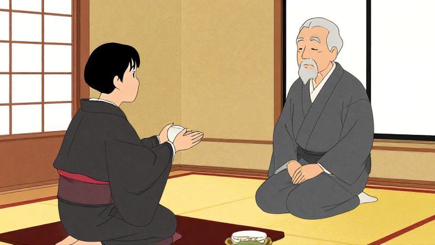 Illustration%20of%20a%20person%20politely%20asking%20an%20elderly%20host%20in%20a%20traditional%20Japanese%20room.%20Bright%20colors%2C%20illustrated%20style