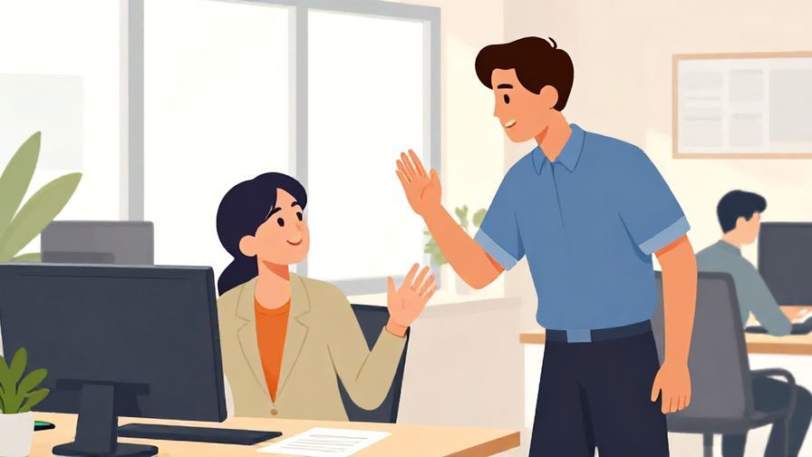 Illustration%20of%20a%20person%20politely%20interrupting%20someone%20in%20a%20busy%20office%20to%20ask%20a%20question.%20Bright%20colors%2C%20illustrated%20style