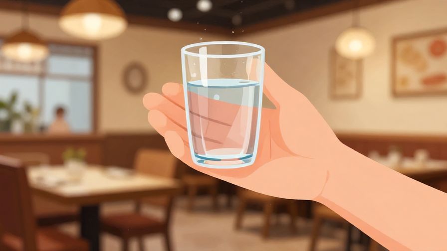 Illustration%20of%20a%20person%20politely%20requesting%20water%20with%20hands%20slightly%20together%20as%20a%20gesture%2C%20restaurant%20interior%2C%20warm%20lighting%2C%20illustrated%20style