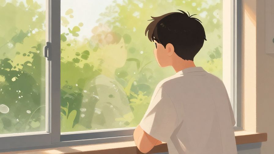 Illustration%20of%20a%20person%20reflecting%20by%20a%20window%20with%20soft%20afternoon%20light%20and%20greenery%20outside%2C%20illustrated%20style