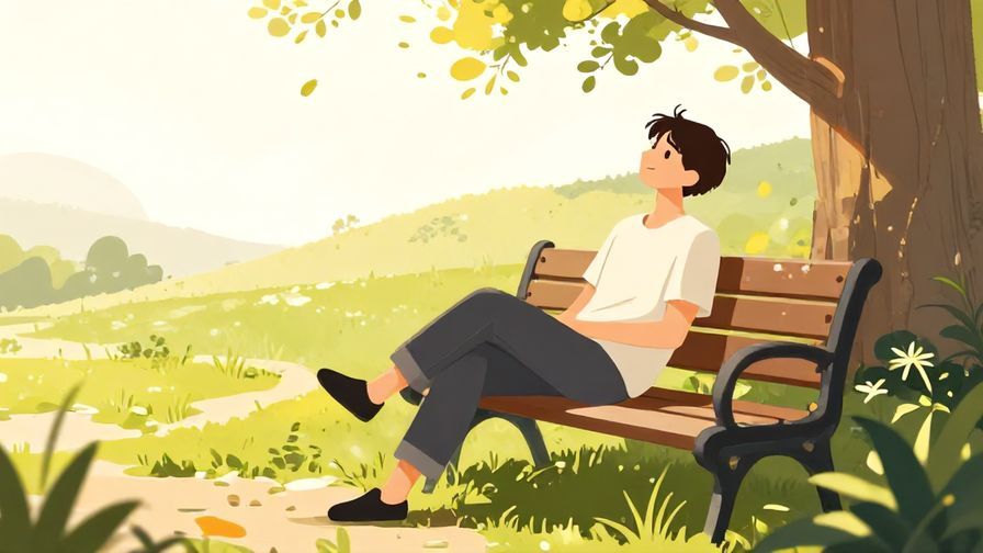 Illustration%20of%20a%20person%20relaxing%20on%20a%20bench%2C%20enjoying%20the%20sunshine%20and%20nature%2C%20warm%20colors%2C%20illustrated%20style