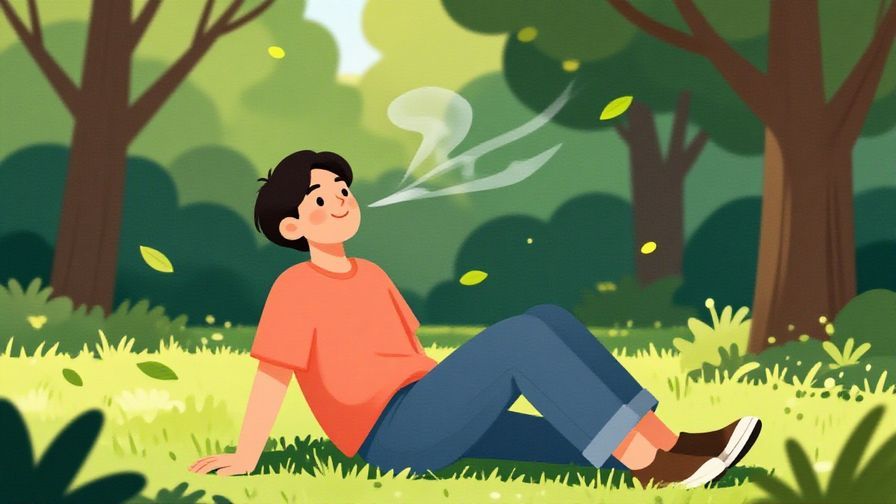 Illustration%20of%20a%20person%20relaxing%20with%20a%20smile%20in%20a%20sunny%20park%20setting%2C%20soft%20breezes%20and%20floating%20leaves%2C%20vibrant%20colors%2C%20illustrated%20style