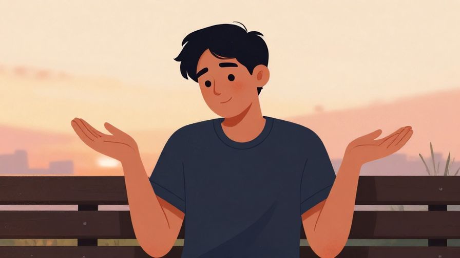 Illustration%20of%20a%20person%20shrugging%20with%20a%20gentle%20smile%20sitting%20on%20a%20bench%2C%20soft%20sunset%20light%2C%20illustrated%20style