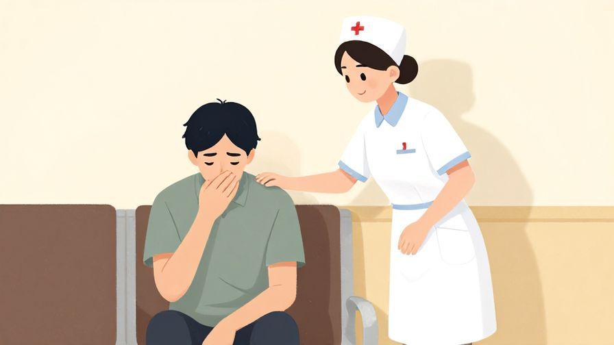 Illustration%20of%20a%20person%20sitting%20in%20a%20waiting%20room%20looking%20unwell%2C%20with%20a%20friendly%20nurse%20approaching%20to%20assist%2C%20soft%20lighting%2C%20illustrated%20style