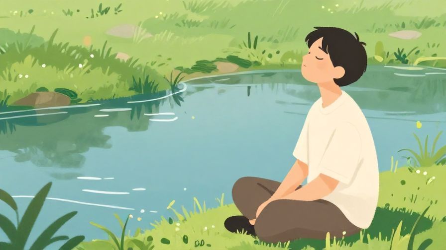 Illustration%20of%20a%20person%20sitting%20peacefully%20beside%20a%20quiet%20pond%2C%20eyes%20closed%2C%20completely%20relaxed%2C%20soft%20colors%2C%20illustrated%20style