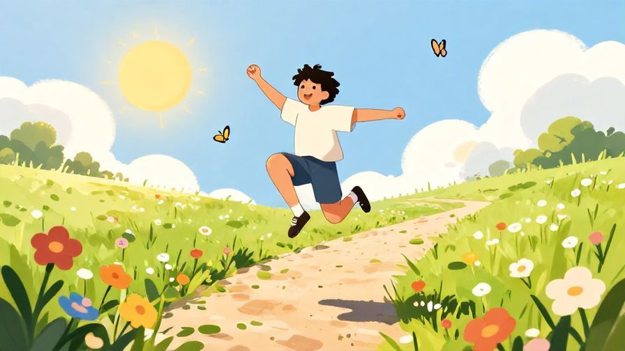 Illustration%20of%20a%20person%20skipping%20along%20a%20flower-lined%20path%20with%20a%20joyful%20expression%2C%20bright%20sunshine%20and%20butterflies%20around.%20Illustrated%20style