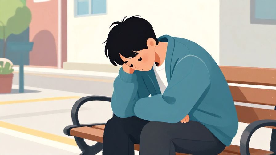 Illustration%20of%20a%20person%20slouching%20on%20a%20bench%20looking%20tired%20with%20a%20casual%20urban%20background%2C%20bright%20colors%2C%20illustrated%20style