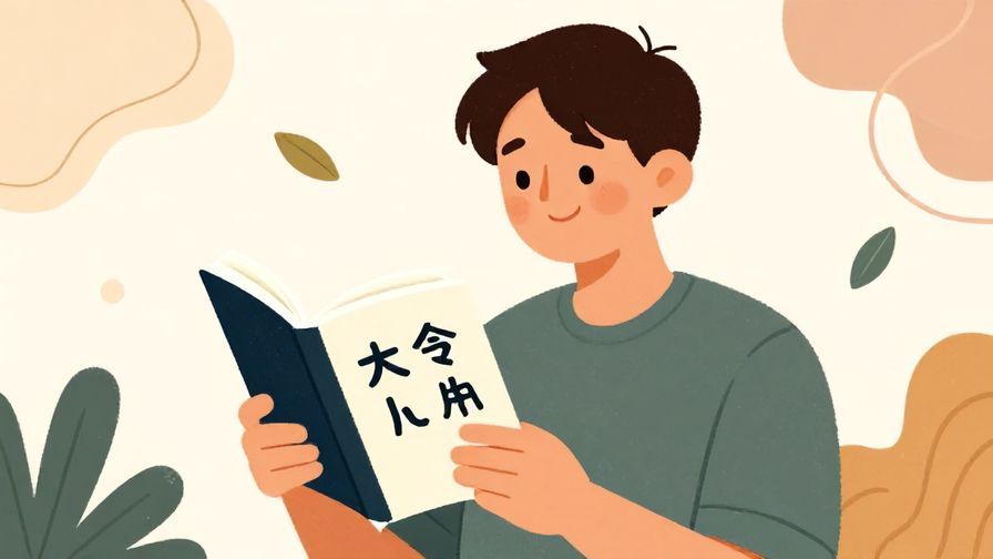 Illustration%20of%20a%20person%20smiling%20and%20holding%20a%20Japanese%20phrasebook%20open%2C%20surrounded%20by%20soft%20abstract%20shapes%20and%20floating%20leaves%2C%20warm%20lighting%2C%20illustrated%20style