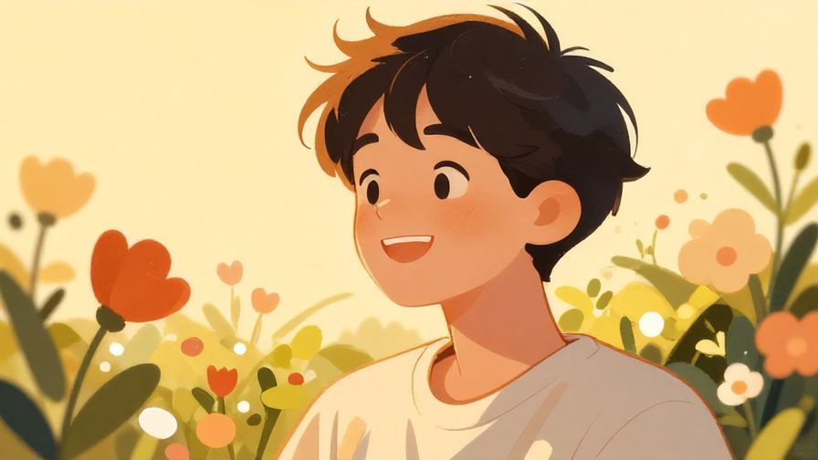 Illustration%20of%20a%20person%20smiling%20and%20looking%20content%20with%20sunlight%20and%20flowers%20around%20them%2C%20warm%20colors%2C%20illustrated%20style