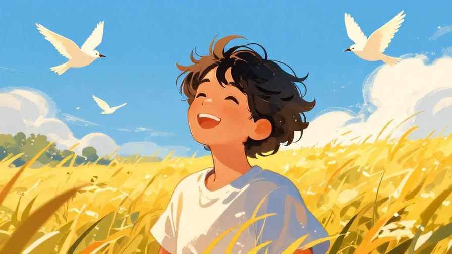 Illustration%20of%20a%20person%20smiling%20brightly%20in%20a%20sunny%20field%20with%20birds%20flying%20above%2C%20radiating%20joy%20and%20freedom.%20Vibrant%20colors%2C%20illustrated%20style