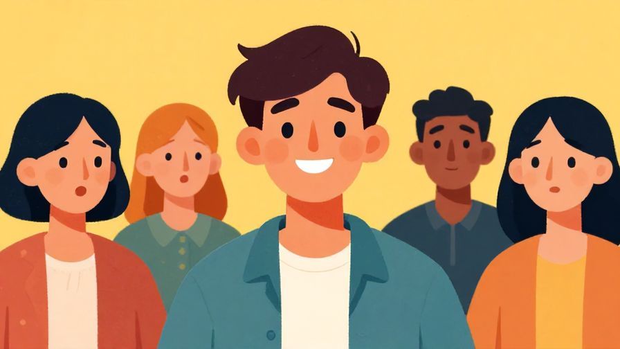 Illustration%20of%20a%20person%20smiling%20confidently%20while%20others%20look%20surprised%20and%20quiet%20in%20the%20background%2C%20vibrant%20colors%2C%20illustrated%20style