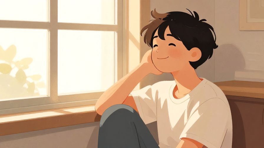 Illustration%20of%20a%20person%20smiling%20contentedly%20while%20sitting%20by%20a%20window%20with%20sunlight%20streaming%20in%2C%20warm%20colors%2C%20illustrated%20style