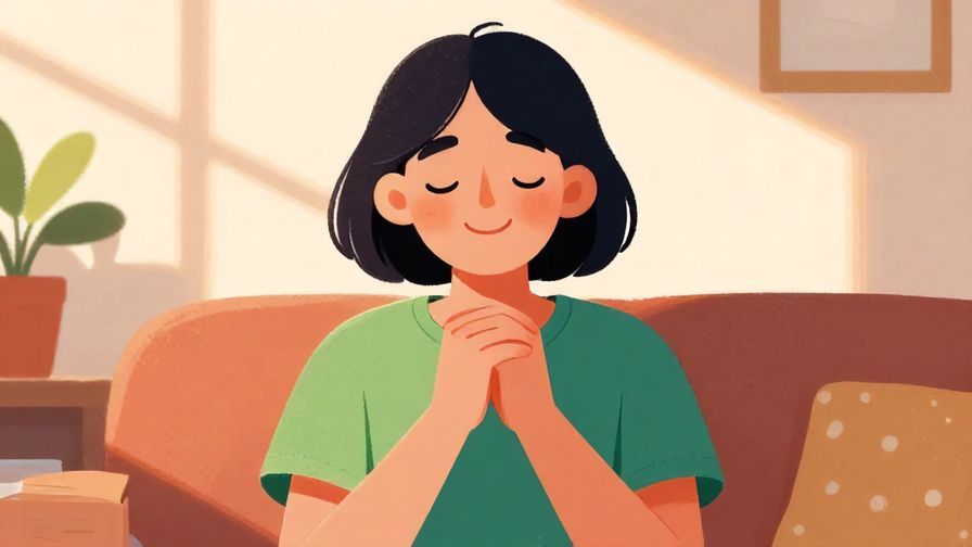 Illustration%20of%20a%20person%20smiling%20contentedly%20with%20closed%20eyes%20and%20hands%20folded%20in%20a%20peaceful%20room%20with%20soft%20sunlight%2C%20vibrant%20colors%2C%20illustrated%20style