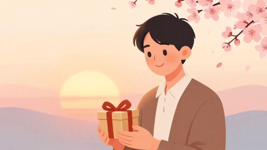 Illustration%20of%20a%20person%20smiling%20gently%20and%20holding%20a%20small%20gift%2C%20with%20a%20soft%20sunset%20background%20and%20cherry%20blossoms%2C%20illustrated%20style