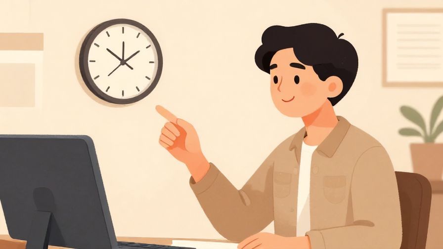 Illustration%20of%20a%20person%20smiling%20gently%20and%20gesturing%20towards%20a%20clock%20in%20a%20calm%20office%20environment%2C%20warm%20lighting%2C%20illustrated%20style