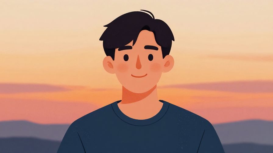 Illustration%20of%20a%20person%20smiling%20gently%20with%20shrugged%20shoulders%2C%20soft%20sunset%20background%2C%20vibrant%20colors%2C%20illustrated%20style