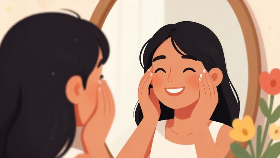 Illustration%20of%20a%20person%20smiling%20in%20front%20of%20a%20mirror%2C%20symbolizing%20self-care%20and%20self-love%2C%20soft%20floral%20background%2C%20vibrant%20colors%2C%20illustrated%20style