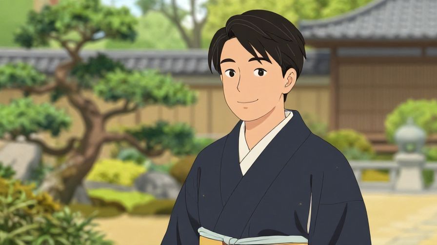 Illustration%20of%20a%20person%20smiling%20politely%20in%20a%20traditional%20kimono%20setting%20with%20soft%20lighting%20and%20Japanese%20garden%20background%2C%20detailed%20background%2C%20vibrant%20colors%2C%20illustrated%20style