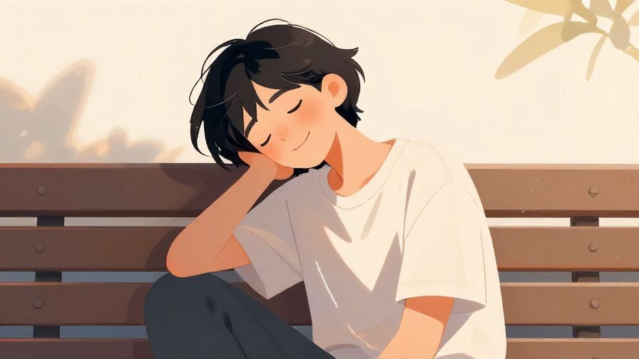 Illustration%20of%20a%20person%20smiling%20sleepily%20while%20sitting%20on%20a%20bench%2C%20with%20gentle%20afternoon%20light%20and%20soft%20shadows%2C%20illustrated%20style