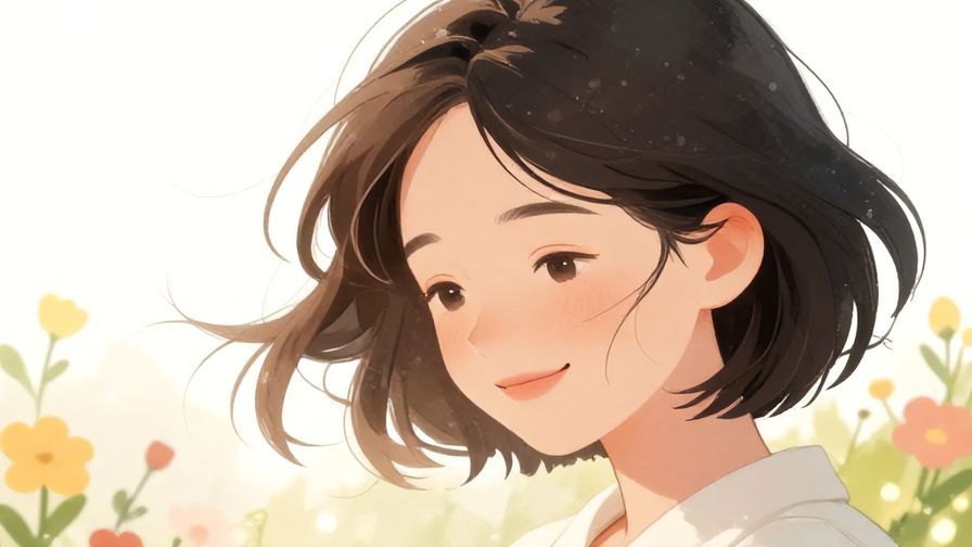 Illustration%20of%20a%20person%20smiling%20softly%20with%20a%20light%20breeze%20and%20flowers%20around%20them%2C%20gentle%20colors%2C%20illustrated%20style