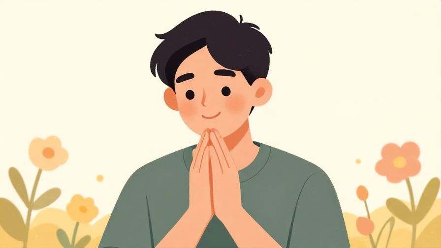 Illustration%20of%20a%20person%20smiling%20softly%20and%20gesturing%20for%20patience%20with%20a%20warm%20background%20and%20gentle%20flowers