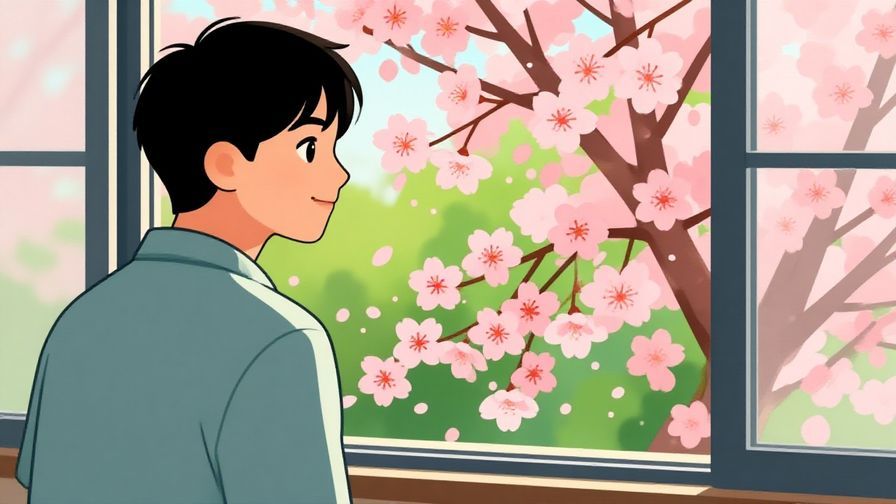 Illustration%20of%20a%20person%20smiling%20softly%20while%20looking%20out%20a%20window%20at%20cherry%20blossoms%2C%20vibrant%20colors%2C%20illustrated%20style