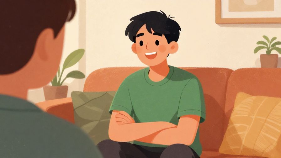 Illustration%20of%20a%20person%20smiling%20warmly%20while%20asking%20someone%20to%20wait%20patiently%2C%20cozy%20home%20interior%2C%20vibrant%20colors%2C%20illustrated%20style