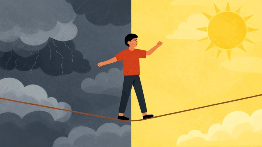 Illustration%20of%20a%20person%20smiling%20while%20balancing%20on%20a%20tightrope%20with%20stormy%20clouds%20on%20one%20side%20and%20sunshine%20on%20the%20other%2C%20vibrant%20colors%2C%20illustrated%20style
