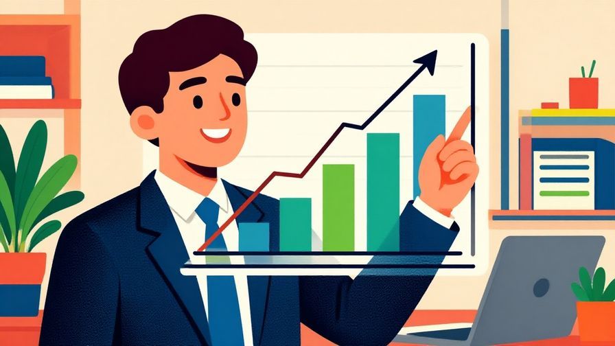 Illustration%20of%20a%20person%20smiling%20while%20looking%20at%20a%20graph%20with%20an%20upward%20trend%2C%20formal%20office%20setting%2C%20vibrant%20colors%2C%20illustrated%20style