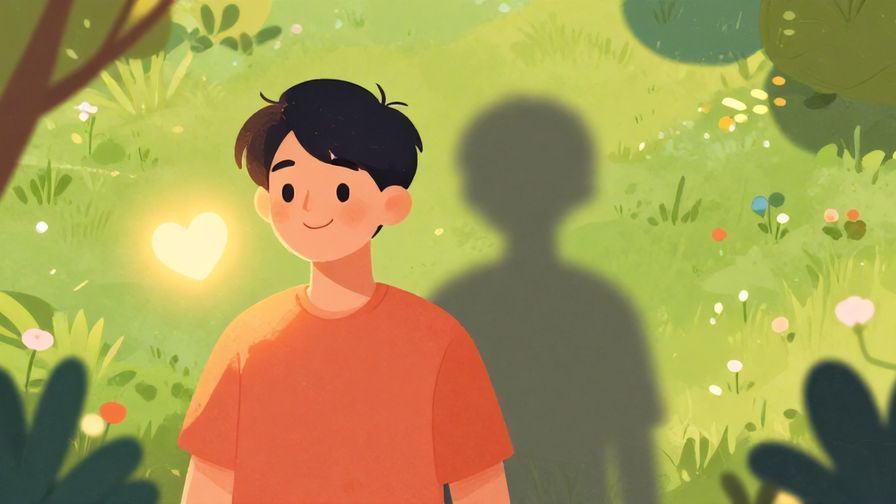 Illustration%20of%20a%20person%20smiling%20with%20a%20glowing%20heart%20and%20a%20shadowy%20figure%20behind%20them%20fading%20away%2C%20peaceful%20garden%20background%2C%20vibrant%20colors%2C%20illustrated%20style