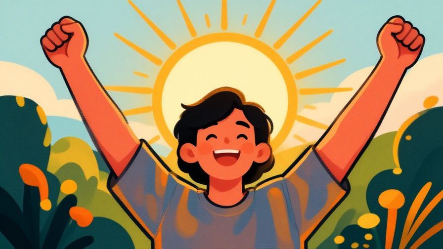 Illustration%20of%20a%20person%20smiling%20with%20hands%20raised%20in%20victory%20and%20a%20bright%20morning%20sun%20behind%20them%2C%20vibrant%20colors%2C%20illustrated%20style