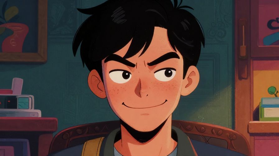 Illustration%20of%20a%20person%20smirking%20mischievously%20with%20raised%20eyebrows%20in%20a%20dimly-lit%20room%2C%20detailed%20background%2C%20vibrant%20colors%2C%20illustrated%20style