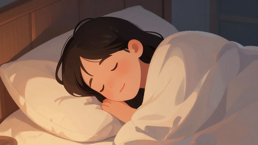 Illustration%20of%20a%20person%20snuggled%20under%20a%20blanket%2C%20smiling%20in%20their%20sleep%20with%20a%20peaceful%20expression%2C%20warm%20lighting%2C%20illustrated%20style