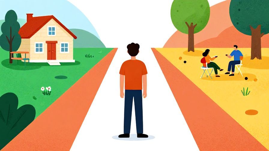 Illustration%20of%20a%20person%20standing%20between%20two%20paths%2C%20one%20leading%20to%20a%20serious%20setting%20and%20the%20other%20to%20a%20casual%20hangout%2C%20vibrant%20colors%2C%20illustrated%20style