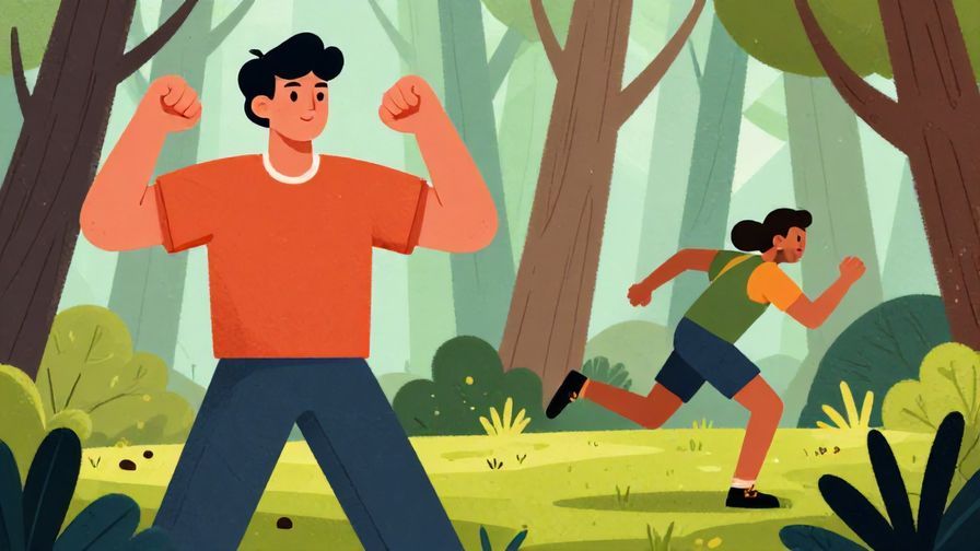 Illustration%20of%20a%20person%20standing%20bravely%20with%20fists%20clenched%20versus%20someone%20turning%20to%20run%20away%20into%20a%20forest.%20Bright%20and%20dynamic%2C%20illustrated%20style