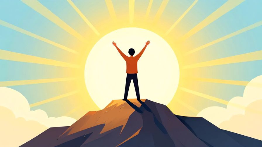 Illustration%20of%20a%20person%20standing%20on%20a%20mountaintop%20with%20sunlight%20radiating%20around%20them%2C%20symbolizing%20victory%20and%20hope.%20Bright%20colors%2C%20illustrated%20style