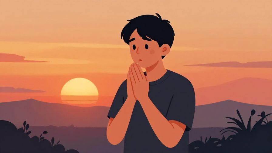 Illustration%20of%20a%20person%20standing%20speechless%20with%20hands%20clasped%20in%20front%20of%20a%20sunset%20scene%2C%20vibrant%20colors%2C%20illustrated%20style