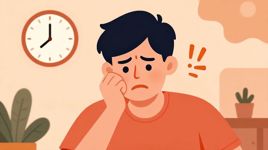 Illustration%20of%20a%20person%20starting%20to%20frown%20and%20show%20signs%20of%20frustration%2C%20background%20with%20clock%20and%20warm%20colors%2C%20illustrated%20style