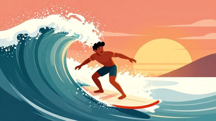Illustration%20of%20a%20person%20surfing%20a%20large%20wave%20with%20a%20joyful%20expression%2C%20sunset%20background%2C%20vibrant%20colors%2C%20illustrated%20style