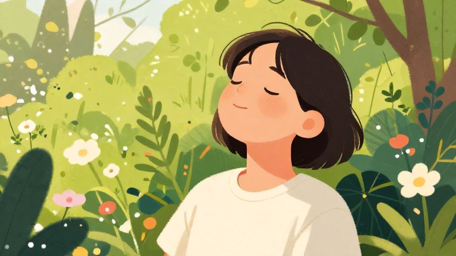 Illustration%20of%20a%20person%20taking%20deep%20breaths%20in%20a%20serene%20garden%2C%20peaceful%20expression%2C%20vibrant%20colors%2C%20illustrated%20style