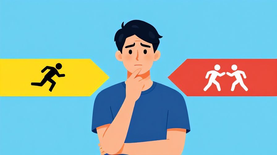 Illustration%20of%20a%20person%20thinking%20hard%20with%20two%20paths%20labeled%20with%20symbols%20of%20running%20and%20fighting.%20Bright%20colors%2C%20illustrated%20style