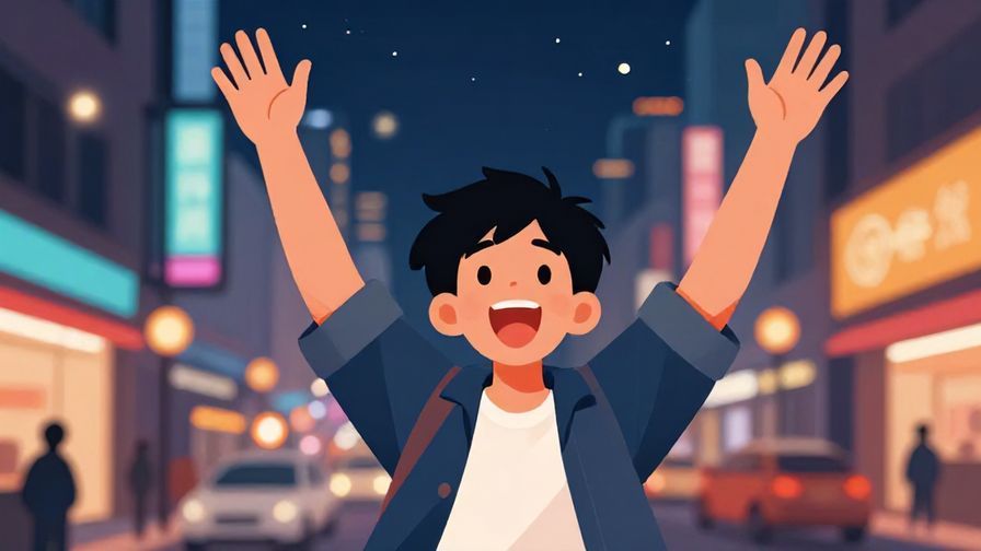 Illustration%20of%20a%20person%20throwing%20hands%20up%20in%20surprise%20and%20excitement%2C%20urban%20night%20scene%20background%2C%20vibrant%20colors%2C%20illustrated%20style
