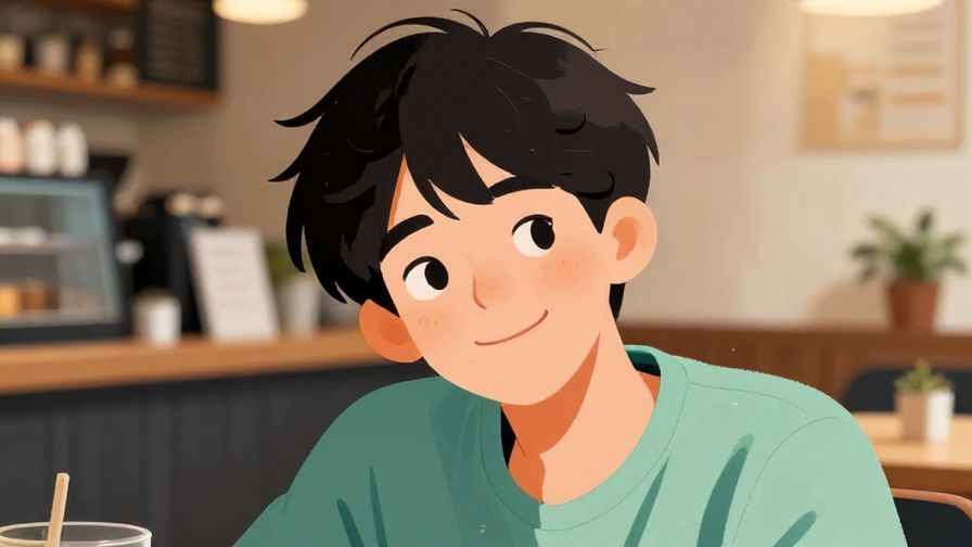 Illustration%20of%20a%20person%20tilting%20their%20head%20slightly%20with%20a%20curious%20smile%2C%20casual%20cafe%20background%2C%20vibrant%20colors%2C%20illustrated%20style