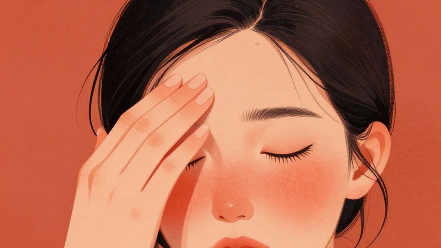 Illustration%20of%20a%20person%20touching%20their%20forehead%20with%20a%20flushed%20face%2C%20warm%20red%20and%20orange%20tones%20in%20background%2C%20detailed%20illustrated%20style