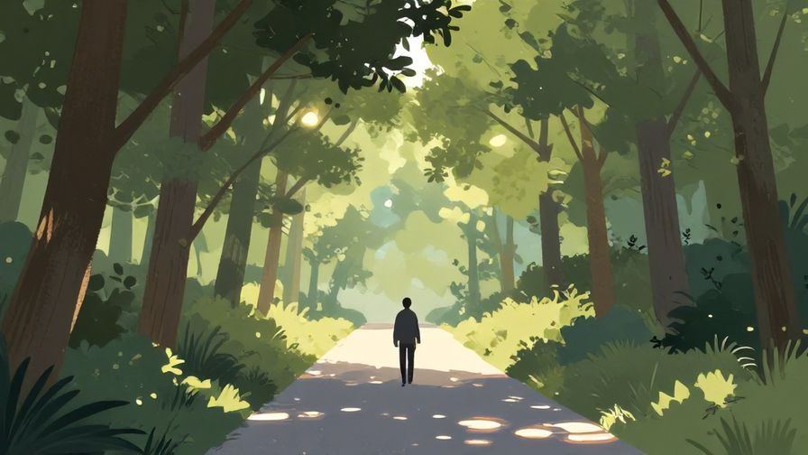 Illustration%20of%20a%20person%20walking%20alone%20on%20a%20quiet%20path%20with%20soft%20sunlight%20filtering%20through%20trees.%20Peaceful%20mood%2C%20illustrated%20style
