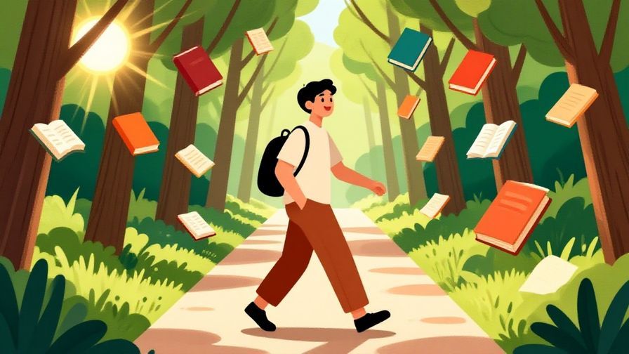 Illustration%20of%20a%20person%20walking%20on%20a%20path%20with%20books%20floating%20around%20symbolizing%20learning%2C%20sunlight%20breaking%20through%20trees%2C%20joyful%20expression%2C%20vibrant%20colors%2C%20illustrated%20style